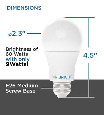 Viribright 9 Watts Warm White LED Household Bulb, 12/Box (450107-12)