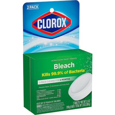 Clorox Ultra Clean Toilet Tablets Bleach, 3.5 oz., 2/Pack, 6 Packs/Carton (30024CT)