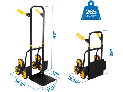 Mount-It! Stair Climber Hand Truck and Dolly, 264 lb. Capacity, Black/Yellow (MI-913)