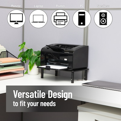 Mind Reader Adjustable Monitor Stand and Ventilated Laptop Riser, Black (4LEGMET-BLK)