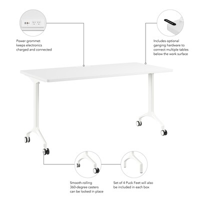 Bush Business Furniture Synergy 60"W Rectangular Conference Table, White (SGD260WH)