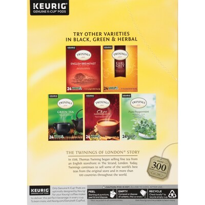 Twinings of London Lemon & Ginger Herbal Tea, Keurig® K-Cup® Pods, 24/Box (TNA89556)