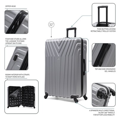 InUSA Vasty 33.86" Hardside Suitcase, 4-Wheeled Spinner, TSA Checkpoint Friendly, Pink (IUVAS00XL-PNK)