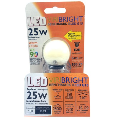 Viribright 3.2 Watts Soft White LED Globe Bulb, 12/Pack (74564)