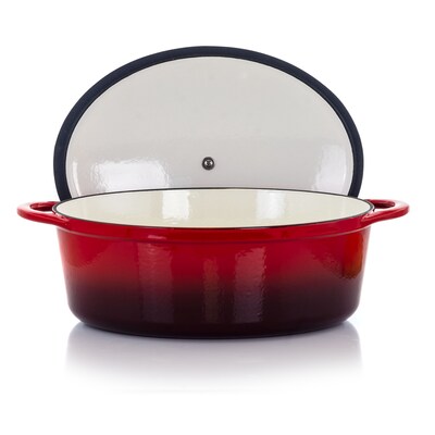 MegaChef Cast Iron 7 Qt. Dutch Oven, Red (937112870M)