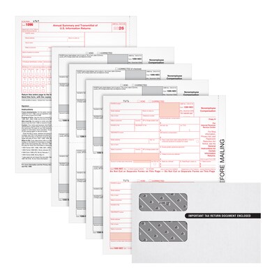 Adams 2026 1099-NEC Tax Form Kit with Envelopes, 4-Part, Copy A, B, 1, 2, 50/Pack (LNEC425Q)
