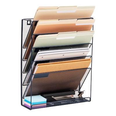 Staples 5-Pocket Metal Mesh Mountable Wall File, Letter Size, Navy Blue (ST63850)