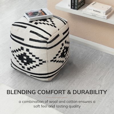 Anji Mountain Noir Noor Fabric Square Pouf Ottoman (AMBPF019-1818)