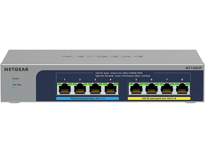 Netgear 8-Port Unmanaged Switch, Gray (MS108UP-100NAS)