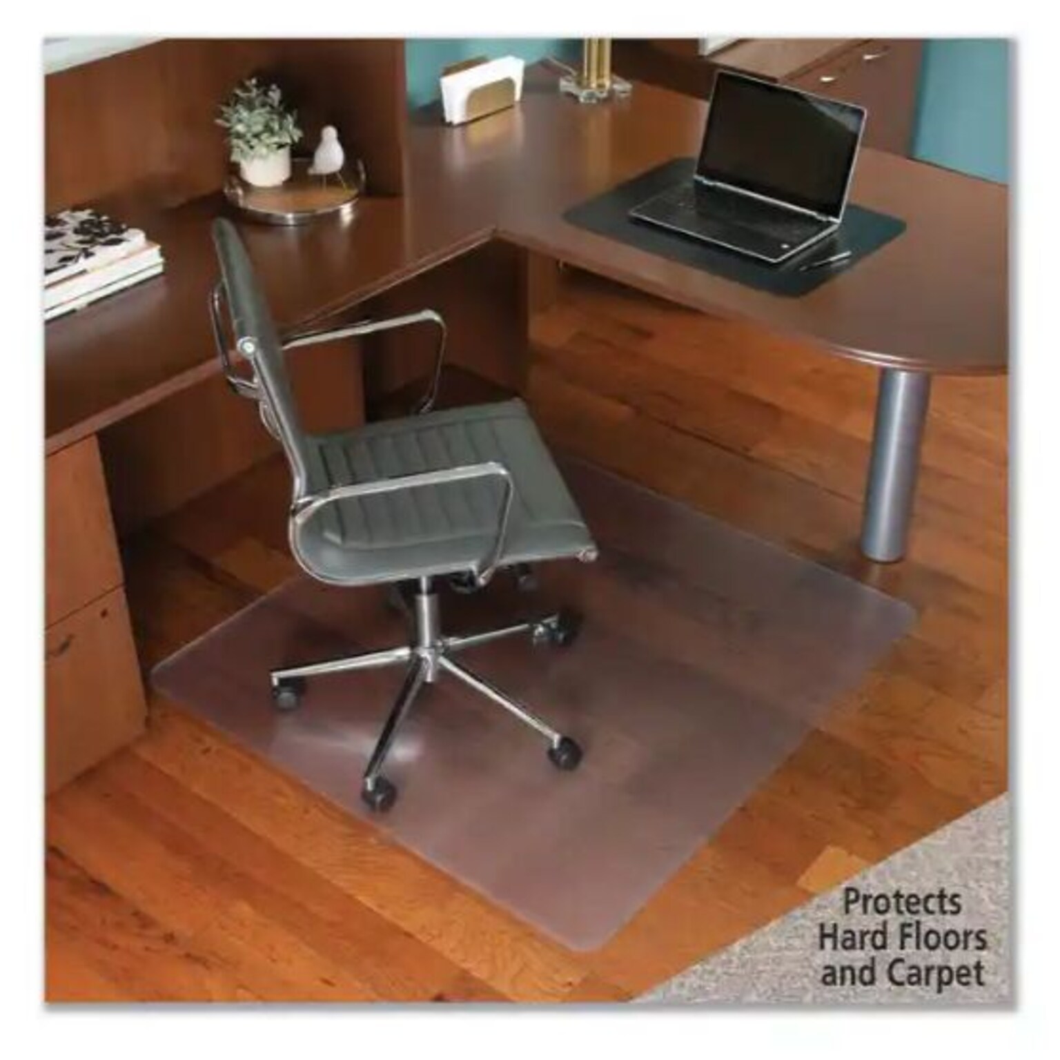 ES Robbins Floor+Mate Carpet & Hard Floor Chair Mat, 46 x 48, Designed for Medium-Pile Carpet, Clear (ESR121442)