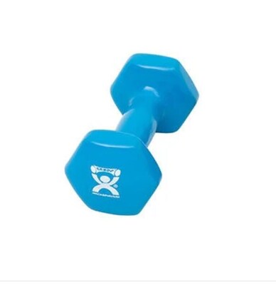 Cando Vinyl Coated Cast Iron Dumbbells; Light Blue, 4 lb., Pair