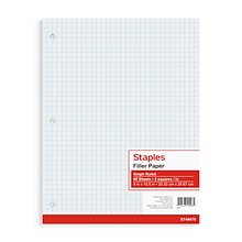 Staples® Graph Ruled Filler Paper, 4 Sq/In, 8 x 10.5, White, 80 Sheets/Pack (ST40476B)