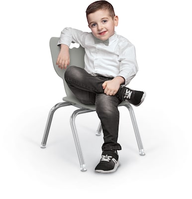 MooreCo 12 Hierarchy Student Chair with 4 Legs, Morning Fog/Chrome Base (703673561884)
