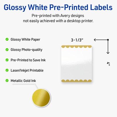 Avery Laser/Inkjet Rectangle Multipurpose Labels, 4 x 3-1/3, White, 40/Pack (S00-DJZ)
