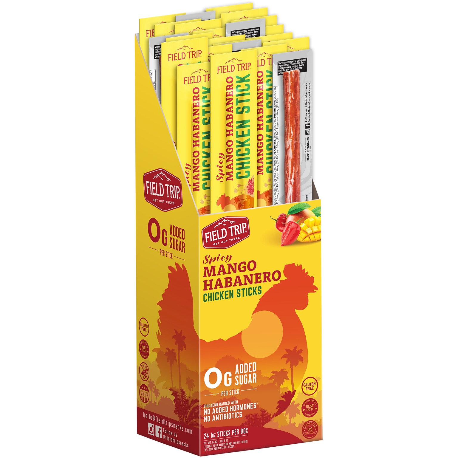 Field Trip Mango Habanero Chicken Meat Stick, 1 oz., 24/Box (C01002406MH)