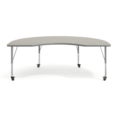 Flash Furniture Wren Kidney Activity Table, 72" x 48", Height Adjustable, Light Gray Top/Silver Frame (XUA4872KDLGTPC)