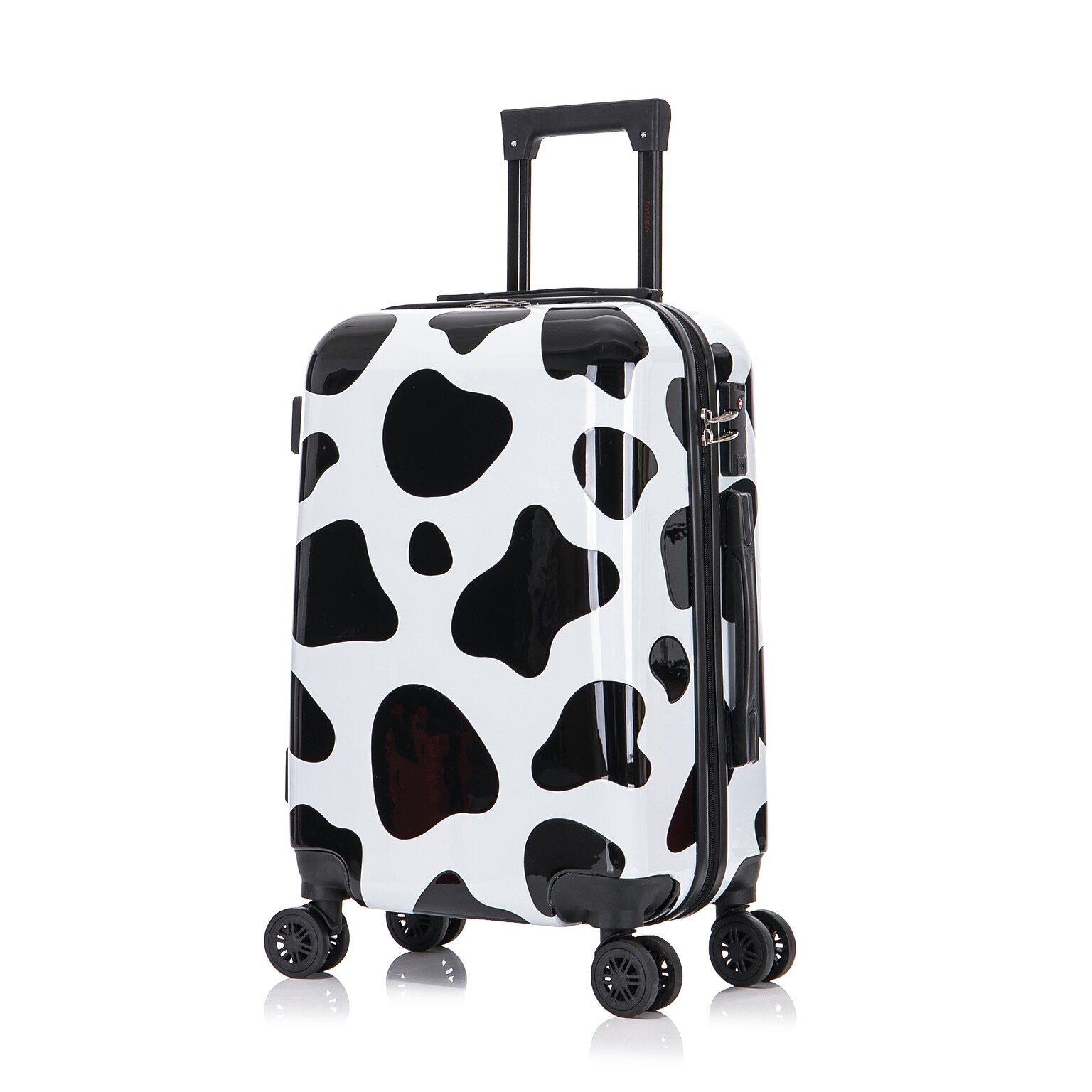 InUSA Prints 22.88 Hardside Suitcase, 4-Wheeled Spinner, TSA Checkpoint Friendly, Cow Animal Print (IUAPC00S-COW)