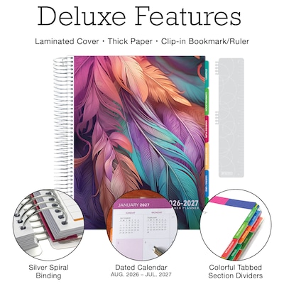 2026-2027 Excello Brands 8.5 x 11 Academic Weekly & Monthly Teacher Planner, Paperboard Cover, Pastel Peacock (DTP-AY26-0061)