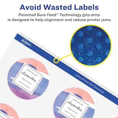 Avery Laser/Inkjet Round Multipurpose Labels, 3" Dia., Clear, 300 Labels/Box (94513)