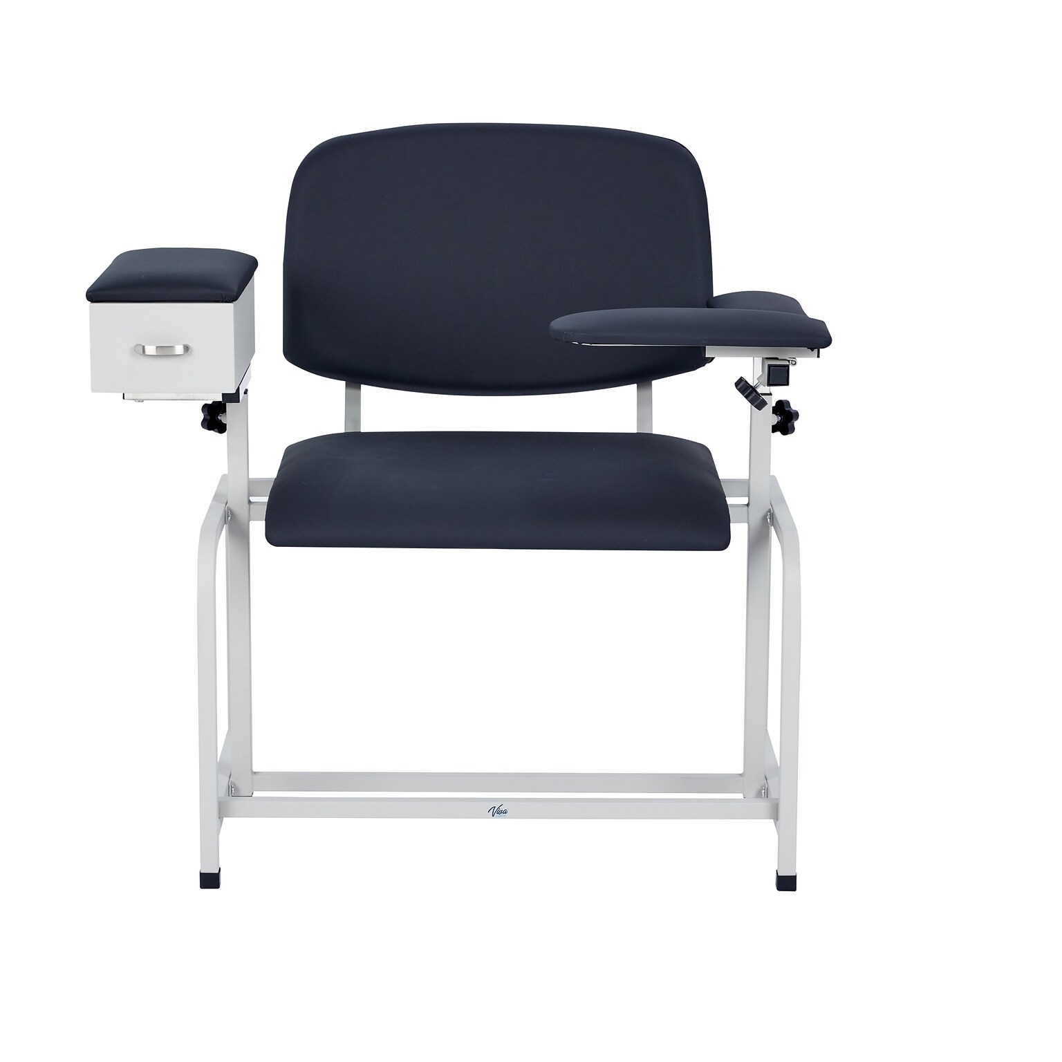 Viva Comfort Wide Adjustable Bariatric Padded Phlebotomy Blood Drawing Chair, 500 lbs. Capacity, Black (ADI997-01D-BLK-HD-MK)