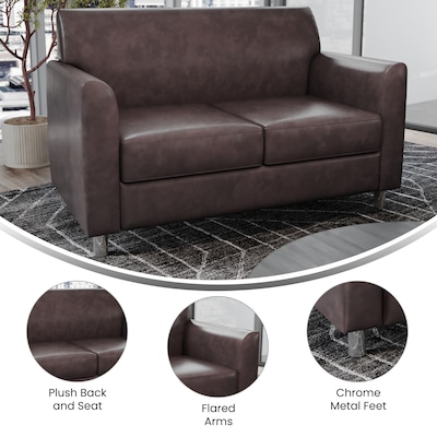 Flash Furniture Hercules Diplomat LeatherSoft Loveseat, Brown/Chrome Legs (BT8272BNCHR)