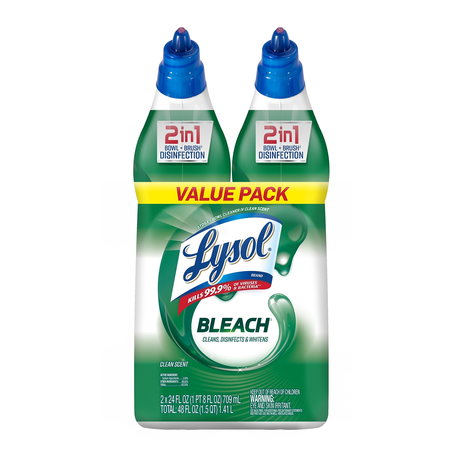 LYSOL® Toilet Bowl Cleaner with Bleach Twin Pack 2x24 oz.,4/Carton (19200-96085)