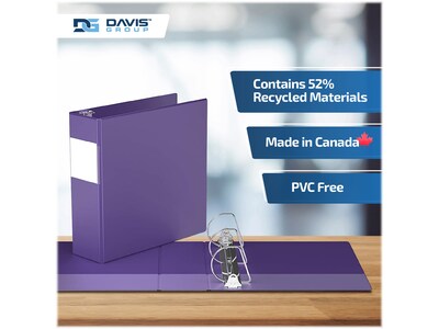 Davis Group Premium Economy 3" 3-Ring Non-View Binders, D-Ring, Purple, 6/Pack (2305-69-06)