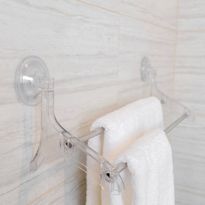 Better Houseware Plastic Suction-Cup Double Towel Bar, Clear (BTH2482)