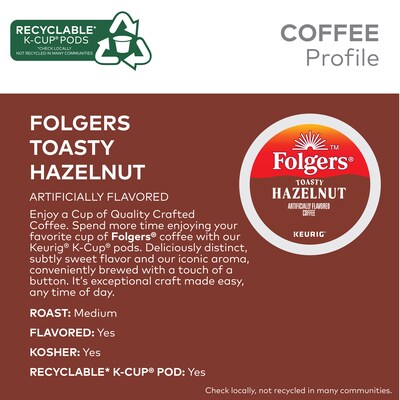 Folgers Hazelnut Cream Coffee Keurig® K-Cup® Pods, Medium Roast, 24/Box (6109)