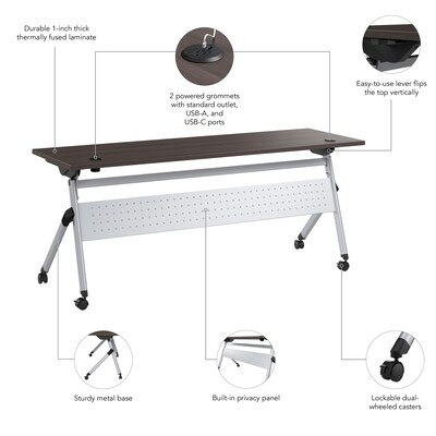 Bush Business Furniture Envision 72"W Foldable Training Room Table, Storm Gray (NVS010SG)