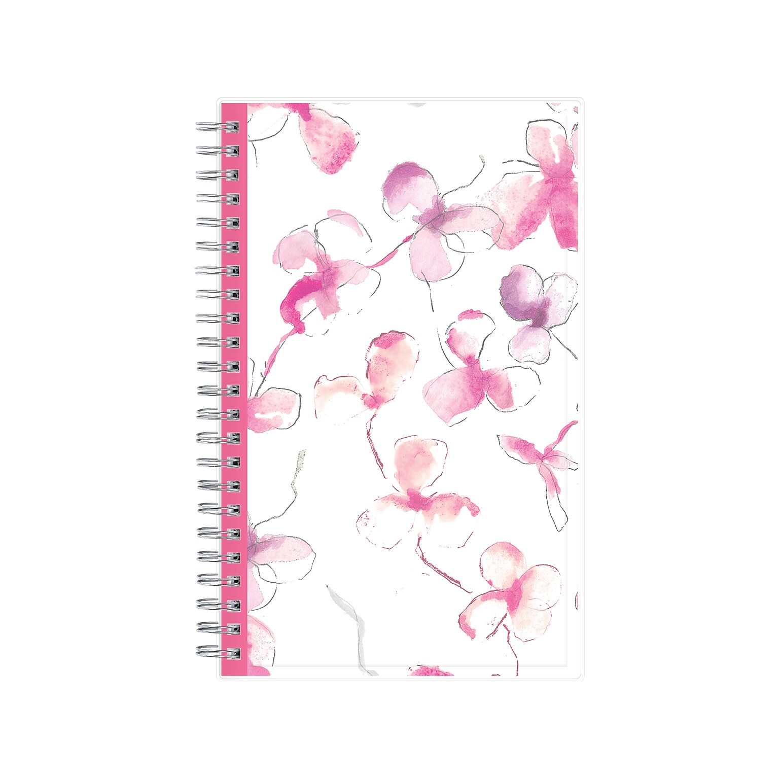 2025 Blue Sky Orchid 5 x 8 Weekly & Monthly Planner, Plastic Cover, White/Pink (142084-25)