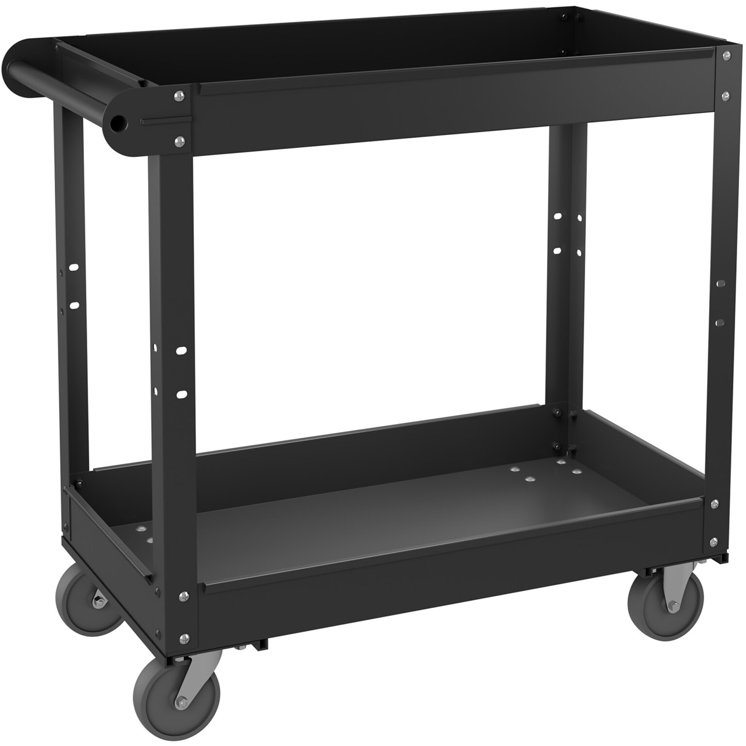 Lorell 2-Shelf Metal Mobile Utility Cart with Caster Wheels, Black (LLR59689)