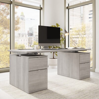 Bush Business Furniture Stratus 72W Electric Rectangular Adjustable Standing Desk with Drawers, Platinum Gray (SUT010PG)