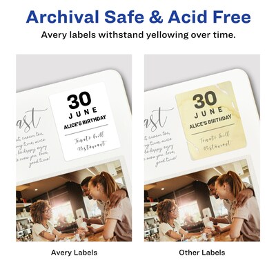 Avery Sure Feed Laser/Inkjet Identification Labels, 1 1/4" x 1 3/4", White, 15 Label Sheets/Pack (6570)