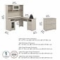 Bush Furniture Cabot 60"W L Shaped Computer Desk with Hutch and Lateral File Cabinet, Linen White Oak (CAB005LW)