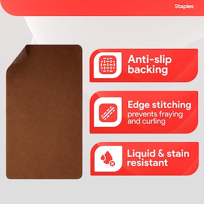 Staples TECH Anti-Slip Faux Leather Desk Pad, 31.5" x 15.7", Brown (ST62544)