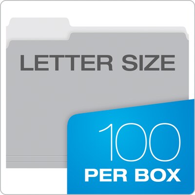 Pendaflex Two-Tone Recycled File Folder 100 File Folders, 1/3-Cut Tab, Assorted, Letter Size, Gray, 100/Box (152 1/3 GRA)