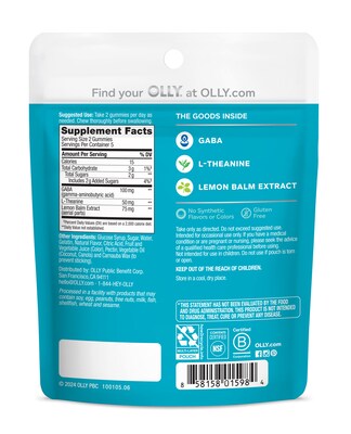 OLLY Goodbye Stress Gummy, Berry Verbena, 10/Pack (01598)