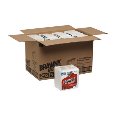 Brawny Professional A400 Cellulose Cleaning Wipers, 13" x 13", White, 800 Wipers/Box, 16/Carton (29215)