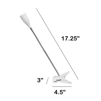 Creekwood Home Sleek Essentials 17.25" Adjustable Basic Clip On LED Light with Flexible Gooseneck, White (CWD-1007-WH)