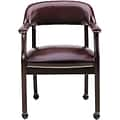 Burgundy Captains Guest Armchair w/Casters