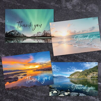 Great Papers Scenic Water Collection General Use Thank You Notecard Kits, Multicolored, 20/Pack (2025024)