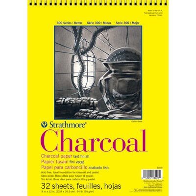 Strathmore 300 Series 9 x 12 Wire Bound Charcoal Sketch Pad, 32 Sheets/Pad, 3/Bundle (STTP33091-3)