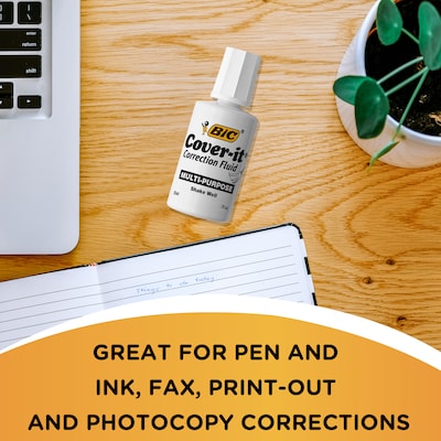 BIC Cover-it Correction Fluid, White (WOC12-WHI)