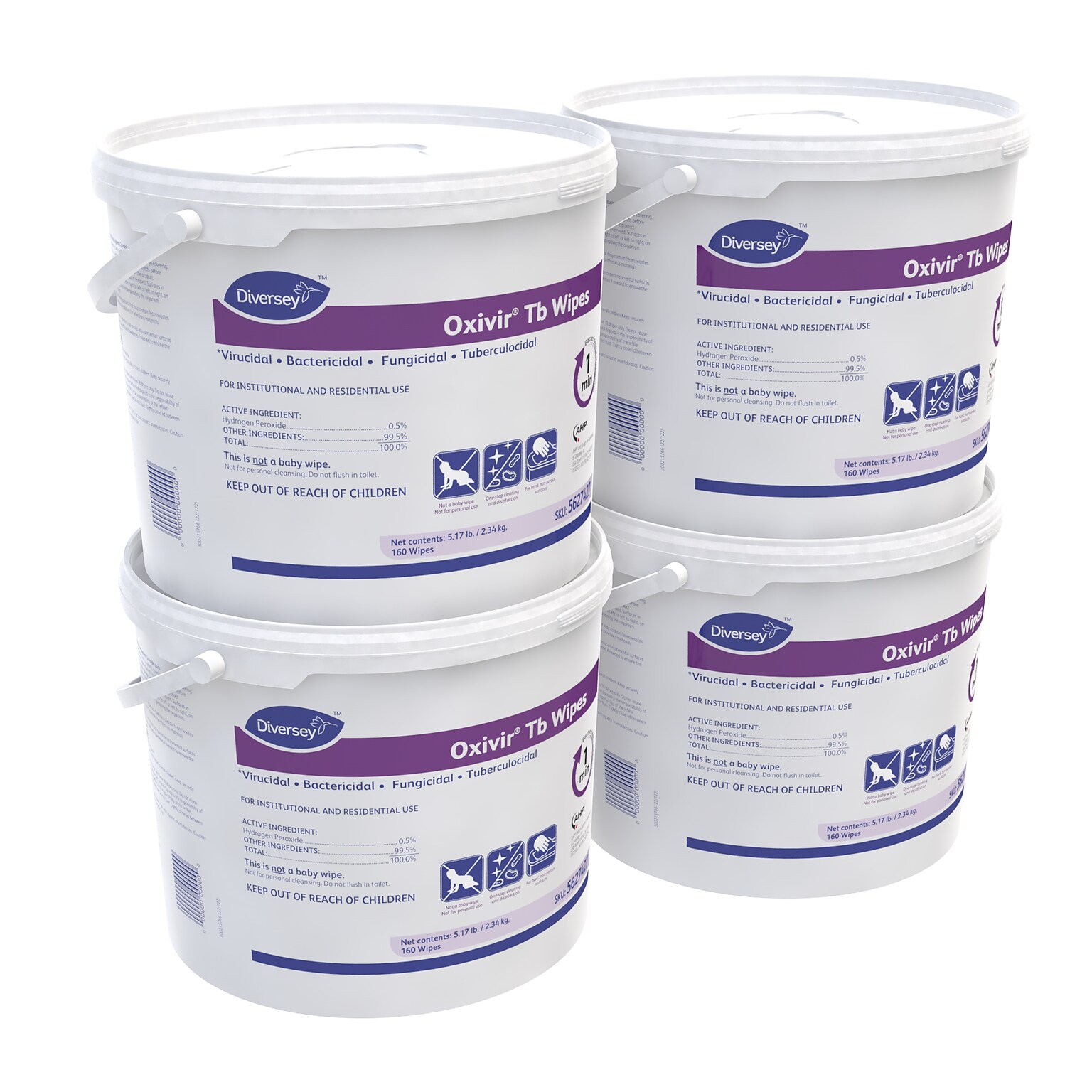 Oxivir Disinfecting Wipes, 160 Wipes/Container, 4/Carton (5627427)