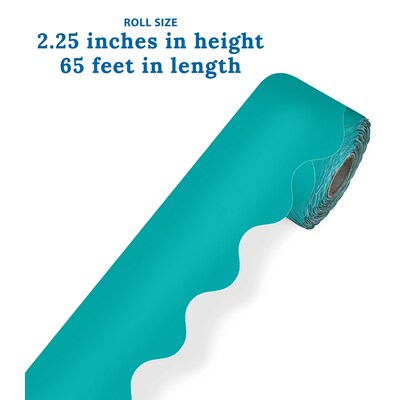 Carson Dellosa Education Rolled Scalloped Border ,2-1/4" x 65', Teal, 3/Bundle (CD-108471-3)
