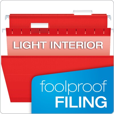 Pendaflex Reinforced Hanging File Folders, 1/5 Tab, Letter Size, Red, 25/Box (04152 1/5 RED)