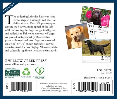 2026 Willow Creek Just Labs 6.2 x 5.4 Day-to-Day Calendar (54277)