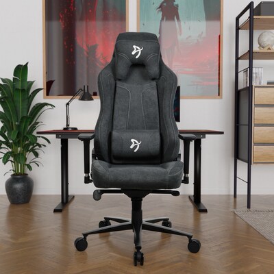 Arozzi Vernazza SoftFabric Ergonomic Racing Gaming Chair, Dark Grey (VERNAZZA-SFB-DG)