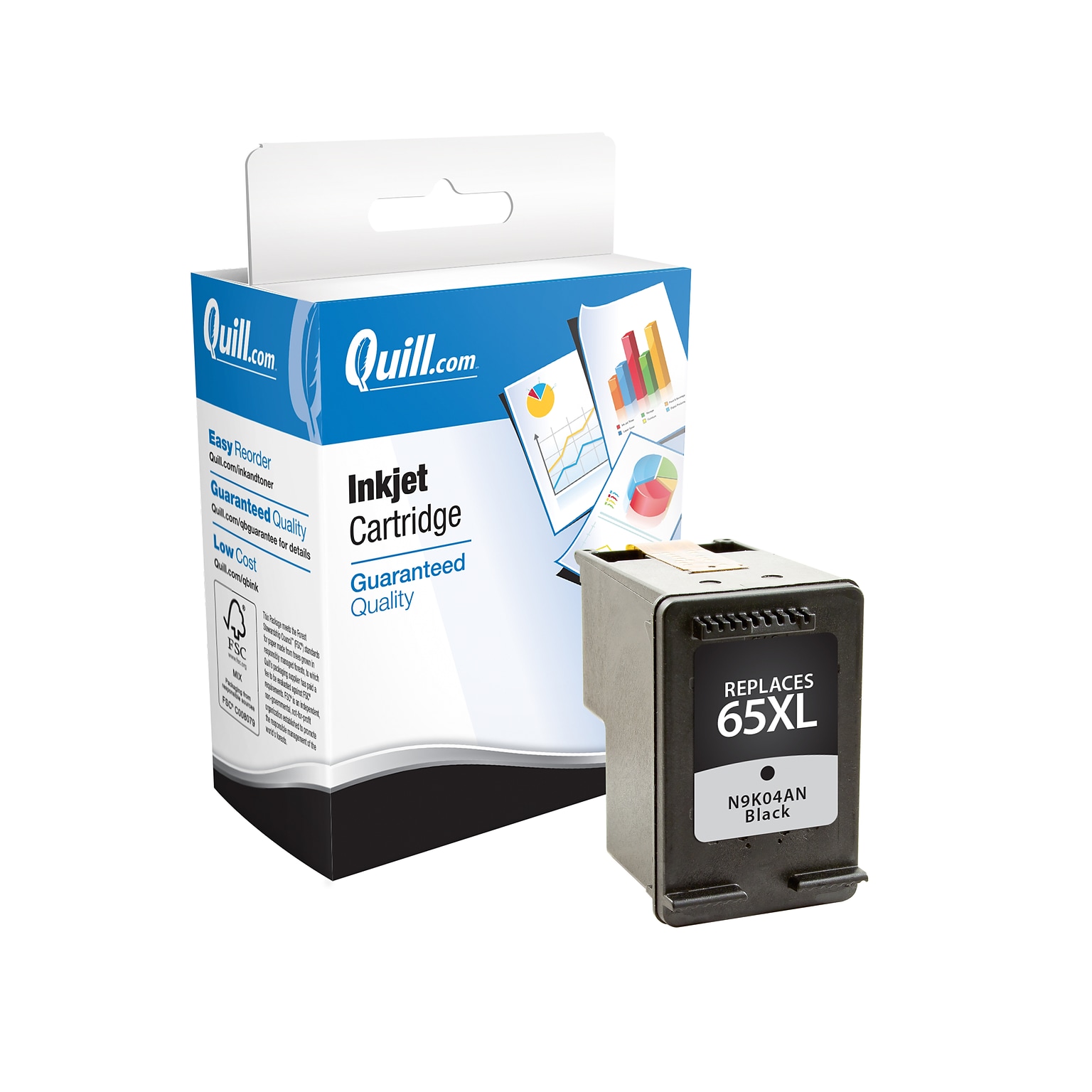 Quill Brand® Remanufactured Black High Yield Inkjet Cartridge  Replacement for HP 65XL (N9K04AN) (Lifetime Warranty)